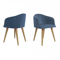 Manhattan Comfort 2-1020482 Kari Velvet Matelasse Accent Chair in Blue - Set of 2